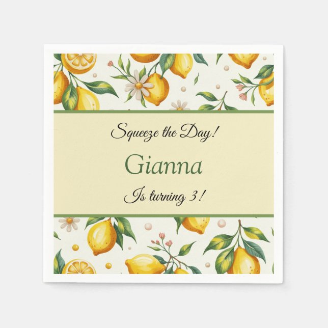 Serviette En Papier Jouer citron Anniversaire serviettes Squeeze journ (Devant)