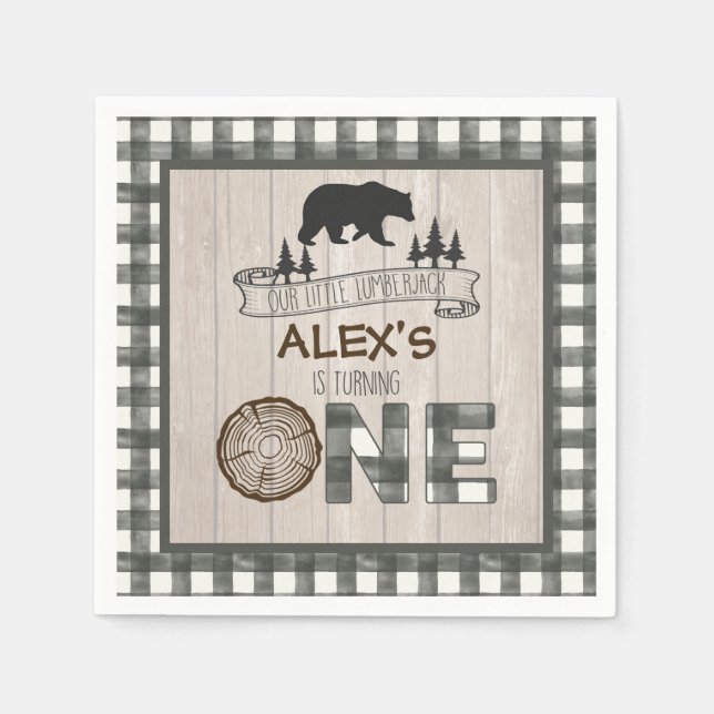 Serviette En Papier Jouet 1er Anniversaire Napkin - Ours Blanc (Devant)