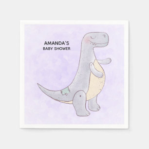 Serviette En Papier Jouet Dinosaure gris mou Baby shower d'aquarelle