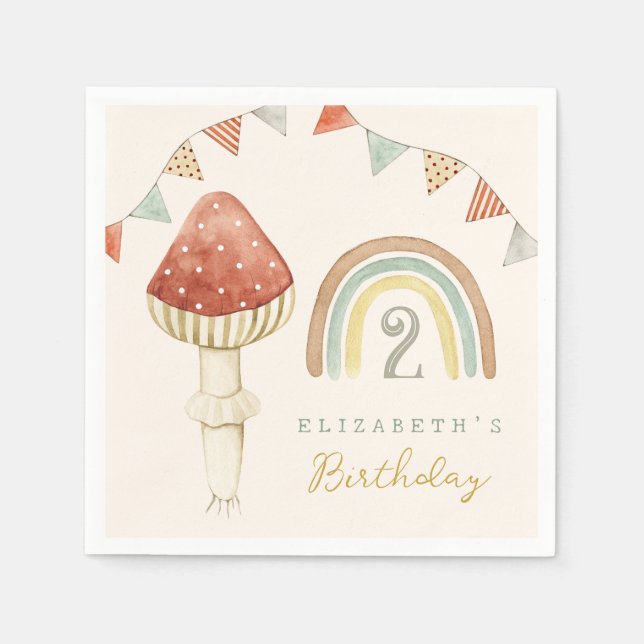 Serviette En Papier Jouets Champignon Bébé Bois Anniversaire  (Devant)
