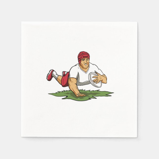 Serviette En Papier Joueur À Balle De Rugby Pour Les Fans Rugby (Devant)