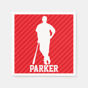 Serviette En Papier Joueur de baseball; Scarlet Red Stripes