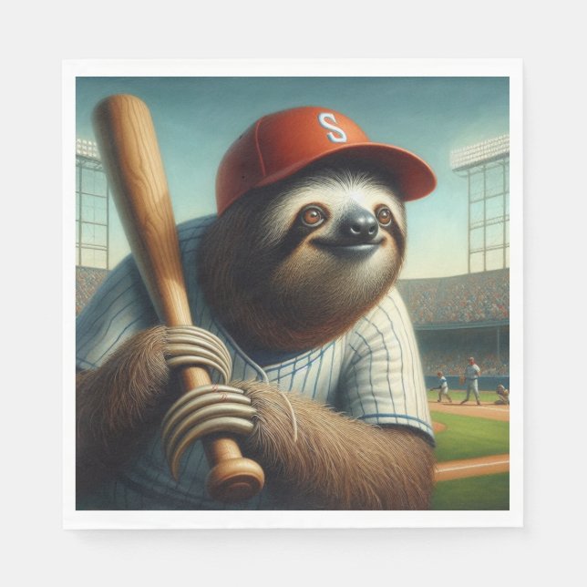 Serviette En Papier Joueur de baseball Sloth (Devant)