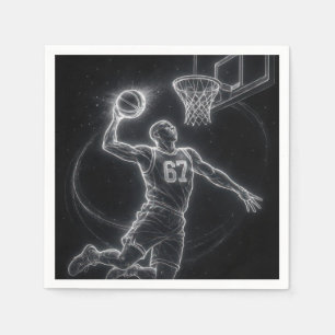 Serviette En Papier Joueur de basket-ball néon numéro 67