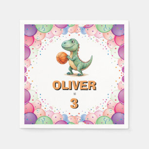 Serviette En Papier Joueur de basketball T-rex Anniversaire