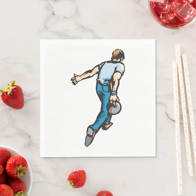 Serviette En Papier Joueur de bowling rétro lancer la balle (Créateur téléchargé)