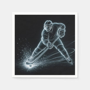 Serviette En Papier Joueur de hockey au néon sur glace