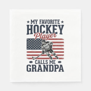 Serviette En Papier Joueur de hockey préféré m'appelle grand-père vint
