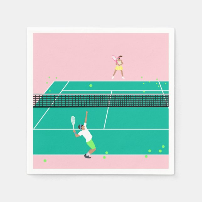 Serviette En Papier Joueur de Match Art Moderne Pink Green (Devant)