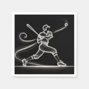 Serviette En Papier Joueur De Neon Baseball Balayant Une Chat