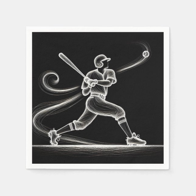 Serviette En Papier Joueur De Neon Baseball Balayant Une Chat (Devant)