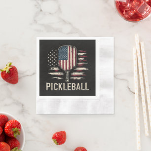 Serviette En Papier Joueur de Pickleball Drapeau américain Rétro Paddl