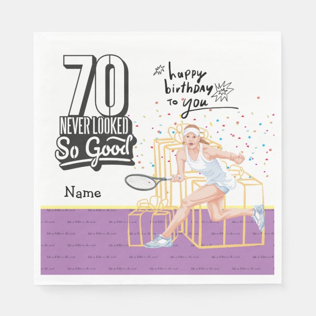 Serviette En Papier Joueur de tennis 70e Anniversaire (Devant)