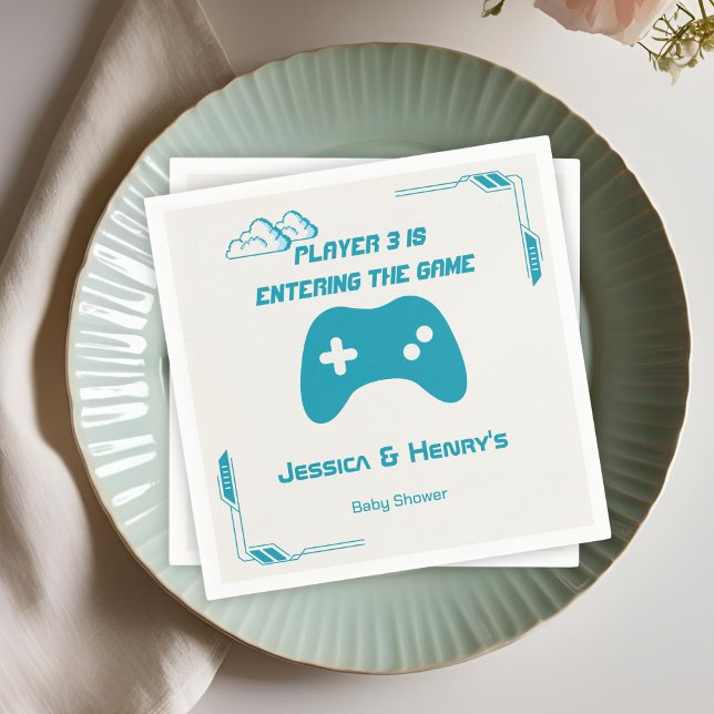 Serviette En Papier Joueur vidéo moderne 3 Baby shower de jeu (Créateur téléchargé)