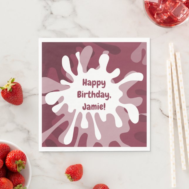 Serviette En Papier Joueuse Abstraite peinture rouge Splatter Annivers (En situation)