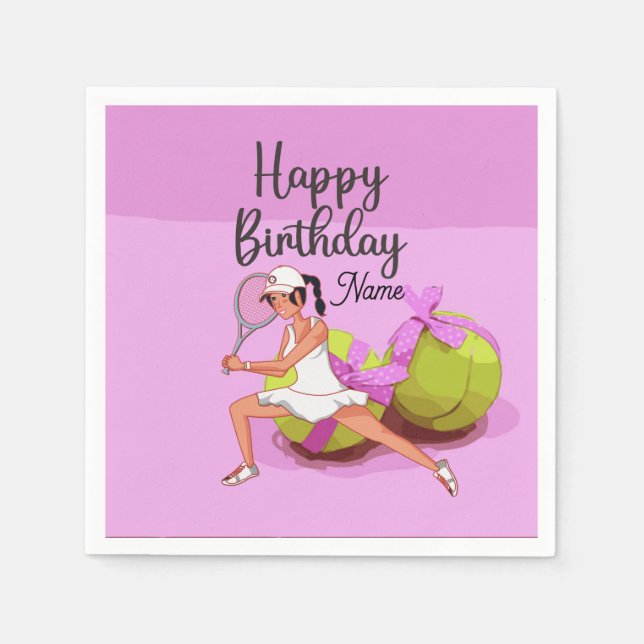 Serviette En Papier Joueuse d'Anniversaire rose (Devant)
