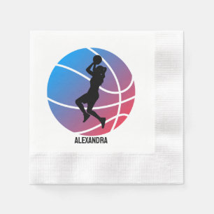 Serviette En Papier Joueuse de basket-ball, fille de basket-ball Anniv