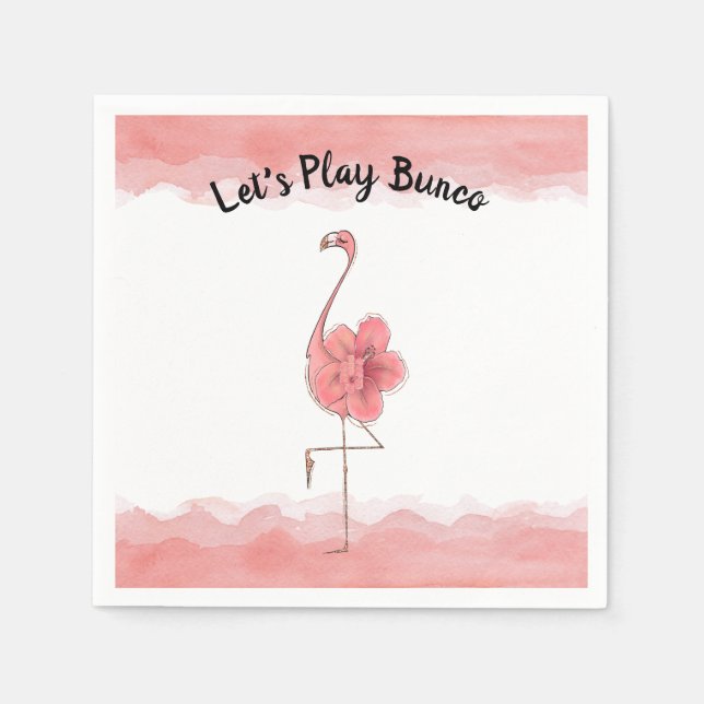 Serviette En Papier Jouons à Bunco Flamant rose rose Fleur tropicale (Devant)