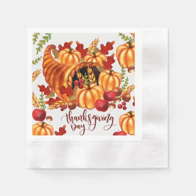 Serviette En Papier Jour d'Action de grâce de l'automne (Devant)