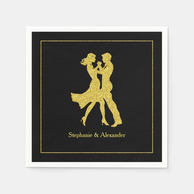 Serviette En Papier Jour d'anniversaire conjoint Adultes Golden Dance  (Devant)