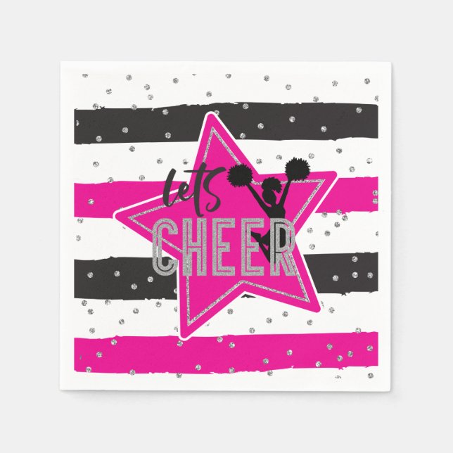Serviette En Papier Jour d'anniversaire de la Cheerleader rose argent  (Devant)