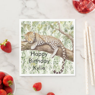 Serviette En Papier Jour d'anniversaire de la jungle verte sauvage