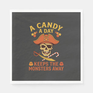 Serviette En Papier Jour de bonbons Halloween Pirate Crâne Canne