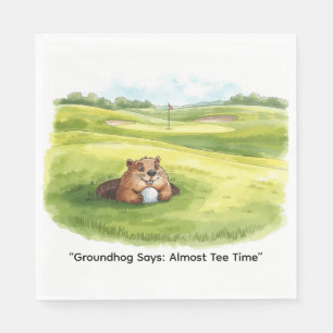 Serviette En Papier Jour de la marmotte golfeur vacances de golf d'hiv
