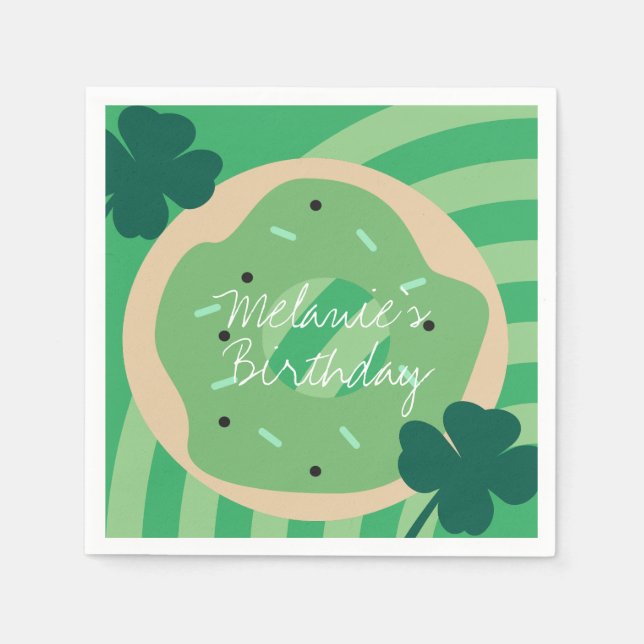 Serviette En Papier Jour de la Saint Patrick Shamrock Donut Green Part (Devant)
