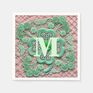 Serviette En Papier Jour de la shamrock St Patrick en dentelle de Mono