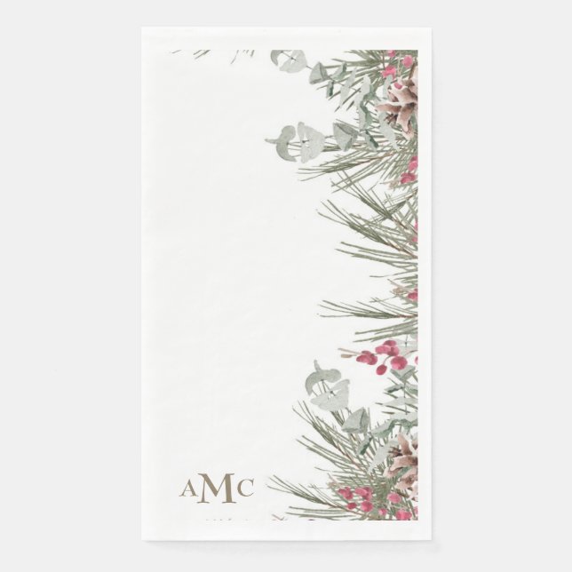 Serviette En Papier Jour de Noël blanc sur mesure (Devant)