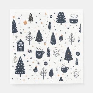Serviette En Papier Jour de Noël noir minimal moderne
