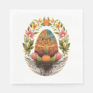 Serviette En Papier Jour de Pâques Pâques Panier OEufs Mandala Art Cha