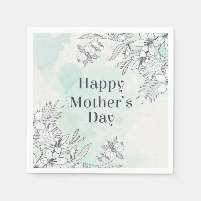 Serviette En Papier Jour des mères florales élégantes | Napkin (Devant)