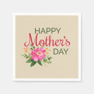 Serviette En Papier Jour des mères florales élégantes   Napkin