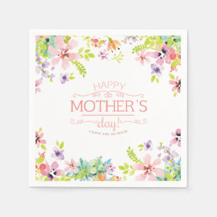 Serviette En Papier Jour des mères florales élégantes   Napkin