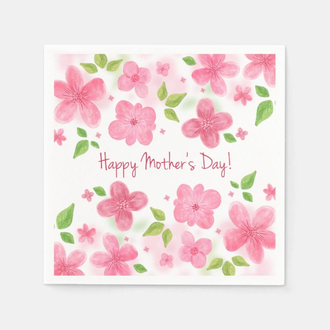 Serviette En Papier Jour des mères florales élégantes | Napkin (Devant)
