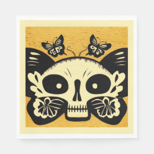 Serviette En Papier Jour des papillons morts Woodcut 1