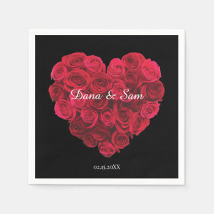 Serviette En Papier Jour des Valentines de l'engagement du coeur de Ro