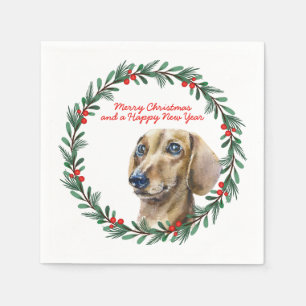 Serviette En Papier Jour férié Dachshund couronne de Noël personnalisé