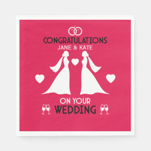 Serviette En Papier Journée de mariage des filles gays