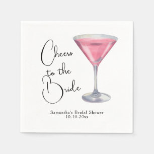Serviette En Papier Journée de mariage rose aquarelle Cocktail