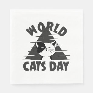 Serviette En Papier Journée mondiale des chats