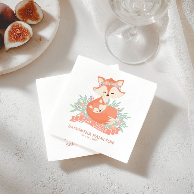 Serviette En Papier Jovely Mommy and Baby Fox Woodland Baby shower (Créateur téléchargé)