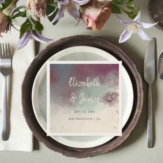 Serviette En Papier Joyau d'aquarelle moderne tons Boho Mariage (Créateur téléchargé)