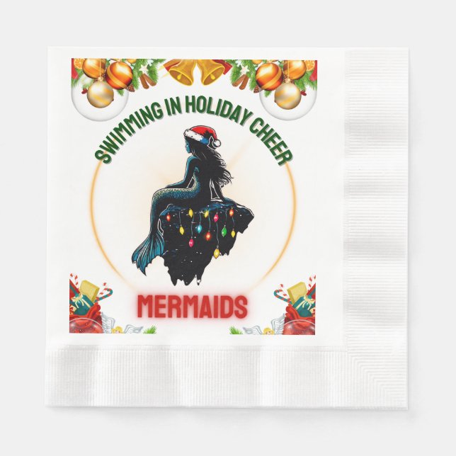 Serviette En Papier Joyau de Noël de la sirène (Devant)