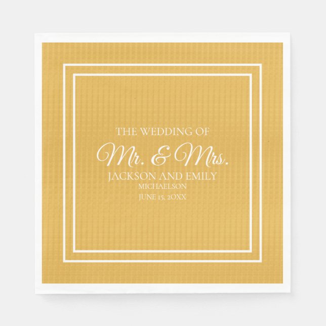 Serviette En Papier Joyau moderne Tone moutarde Jaune Mariage blanc (Devant)