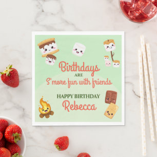 Serviette En Papier Joyeuse fête d'anniversaire au camping avec des S'