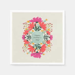 Serviette En Papier Joyeuse fête de la mère fleurie