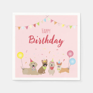 Serviette En Papier Joyeuse fête des chiens d'anniversaire
